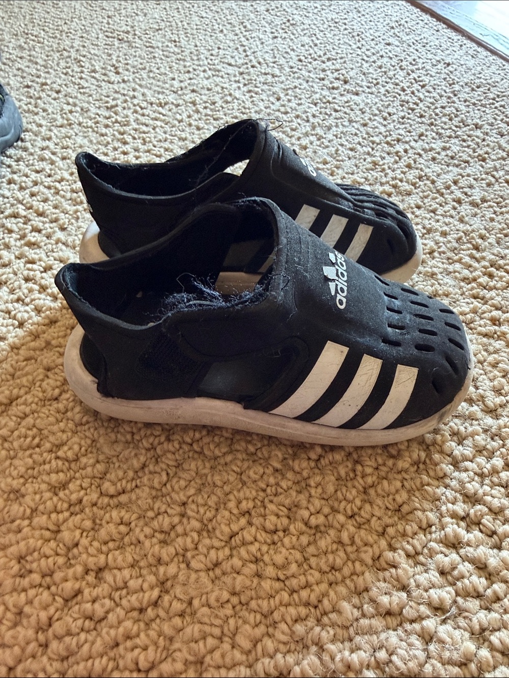 adidas Black and White Kids Water Shoes Slip-On